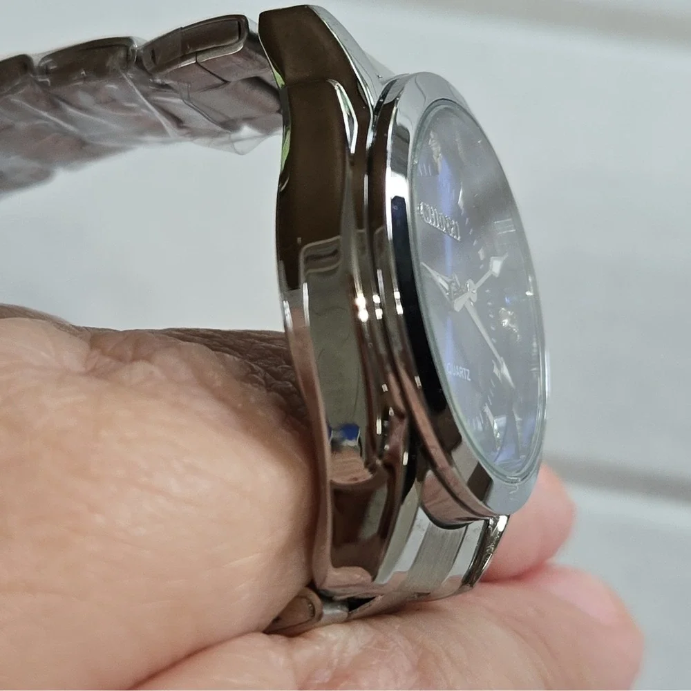 Chenxi CX021L Women's Quartz Watch Dark Blue Dial,SS Band,Rhinestone Markers.